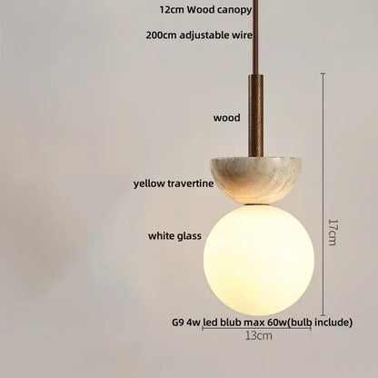 Modern concrete and glass led pendant light dining room
