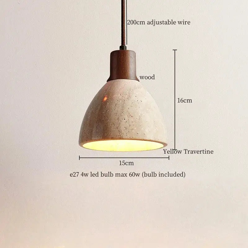 Modern beige concrete and dark wood led pendant light dining room