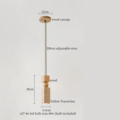 Modern beige concrete and dark wood led pendant light dining room