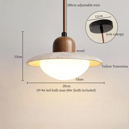 Modern beige concrete and dark wood led pendant light dining room