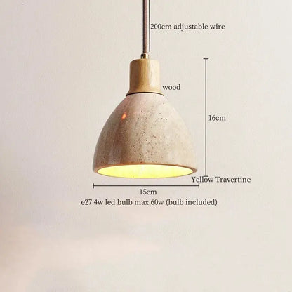 Modern beige concrete and dark wood led pendant light dining room