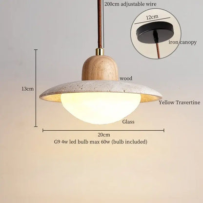 Modern beige concrete and dark wood led pendant light dining room