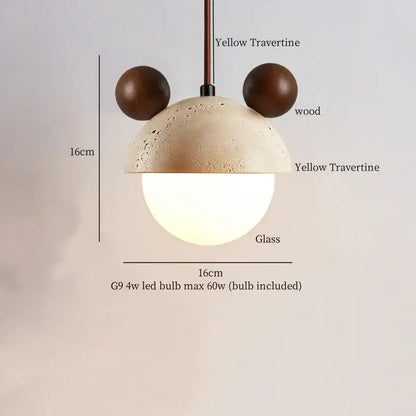 Modern beige concrete and dark wood led pendant light dining room
