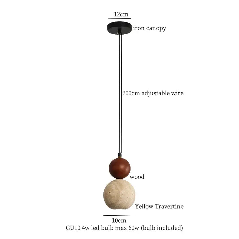 Modern beige concrete and dark wood led pendant light dining room