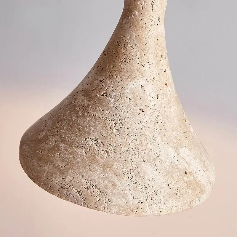Modern beige concrete and dark wood led pendant light dining room