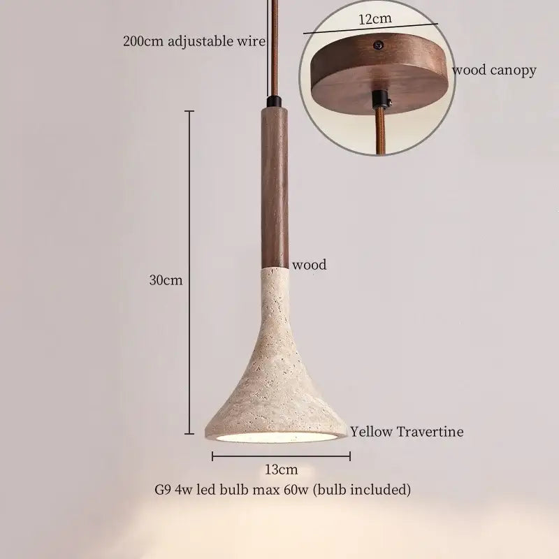 Modern beige concrete and dark wood led pendant light dining room