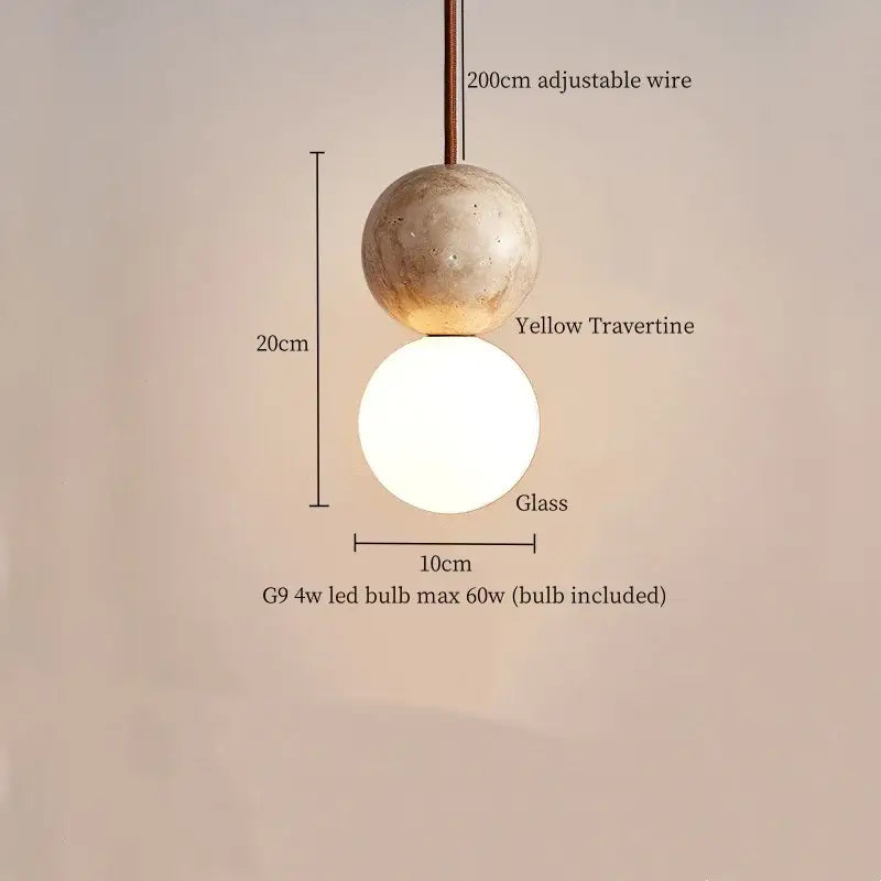 Modern beige concrete and dark wood led pendant light dining room