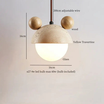 Modern beige concrete and dark wood led pendant light dining room