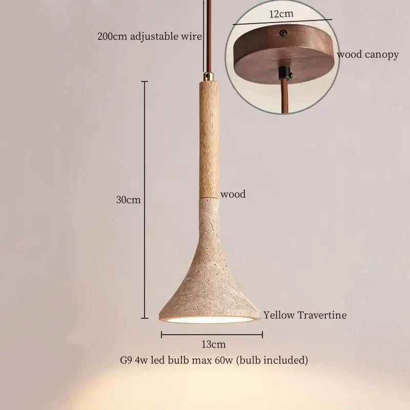 Modern beige concrete and dark wood led pendant light dining room