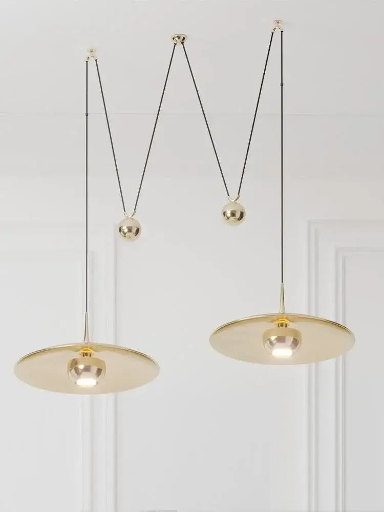 Modern gold disc led pendant lighting for dining room