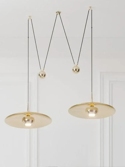 Modern gold disc led pendant lighting for dining room