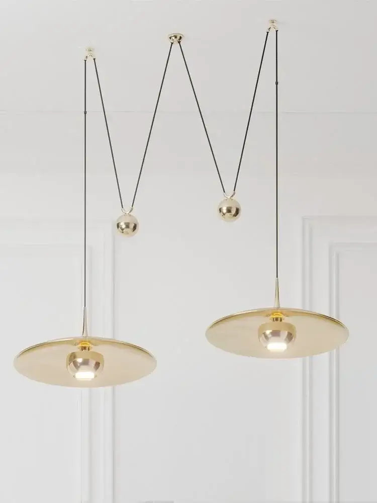Modern gold disc led pendant lighting bedroom hanging lamp