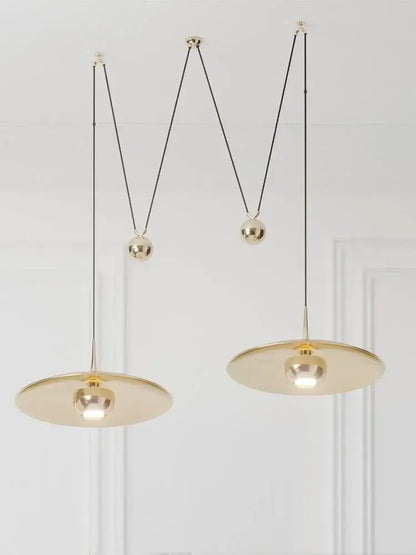 Modern gold disc led pendant lighting bedroom hanging lamp