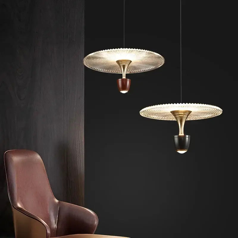 Modern gold disc led pendant lighting bedroom hanging lamp