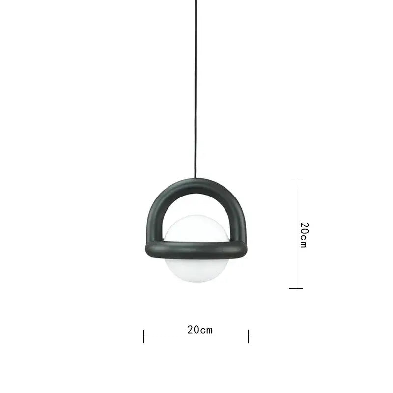Minimalist arched wood and terracotta led pendant lights dining room