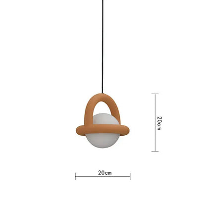 Minimalist arched wood and terracotta led pendant lights dining room