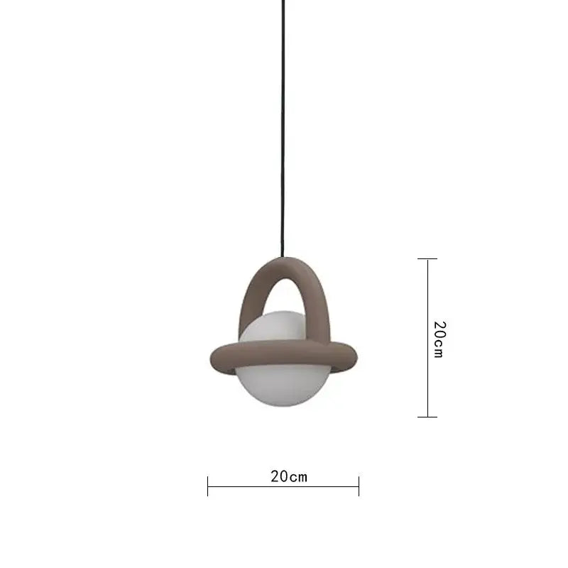 Minimalist arched wood and terracotta led pendant lights dining room