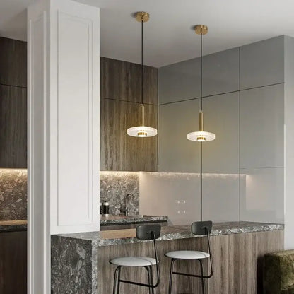 Modern gold circular led pendant lights dining room crystal chandelier