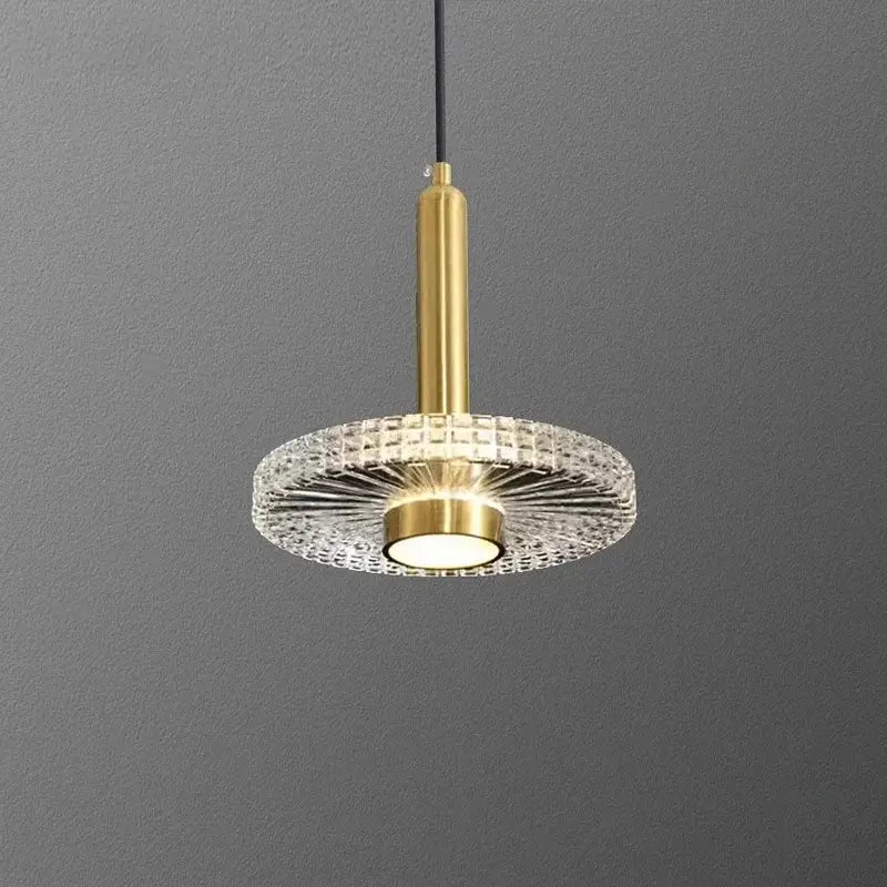 Modern gold circular led pendant lights dining room crystal chandelier