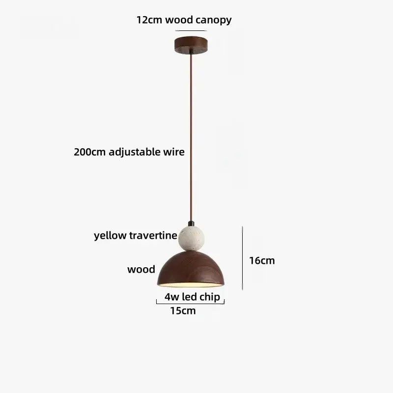 Modern travertine and wood led pendant lights bar kitchen decor