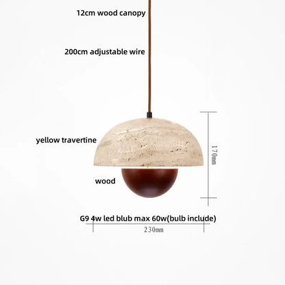 Modern travertine and wood led pendant lights bar kitchen decor