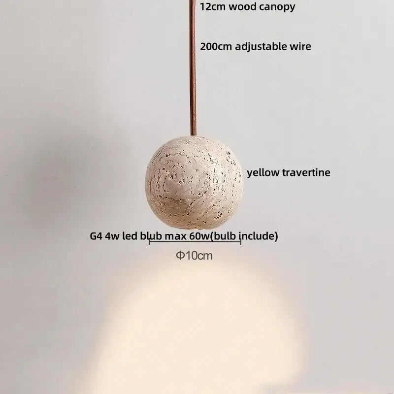 Modern travertine and wood led pendant lights bar kitchen decor