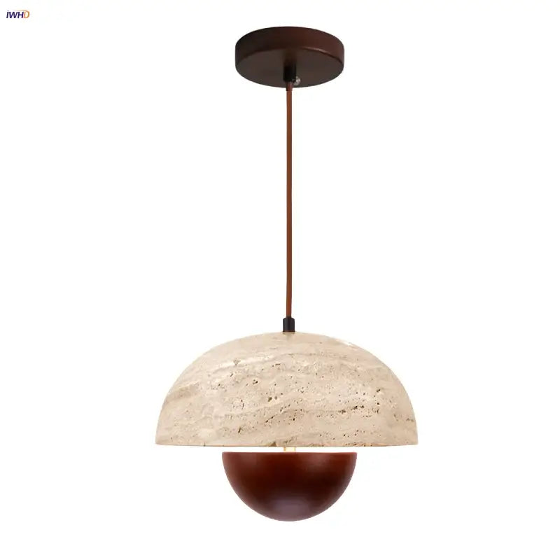 Modern travertine and wood led pendant lights bar kitchen decor