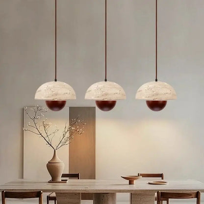Modern travertine and wood led pendant lights bar kitchen decor