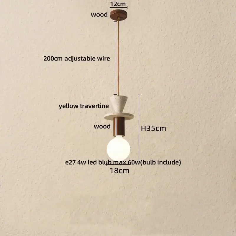 Modern travertine and wood led pendant lights bar kitchen decor