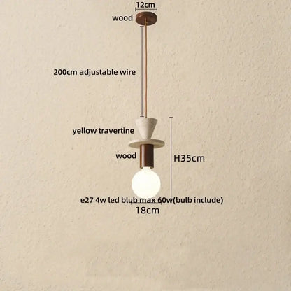 Modern travertine and wood led pendant lights bar kitchen decor