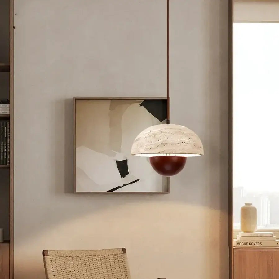 Modern travertine and wood led pendant lights bar kitchen decor