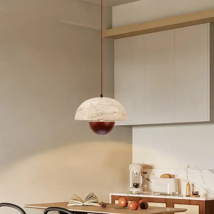 Modern travertine and wood led pendant lights bar kitchen decor