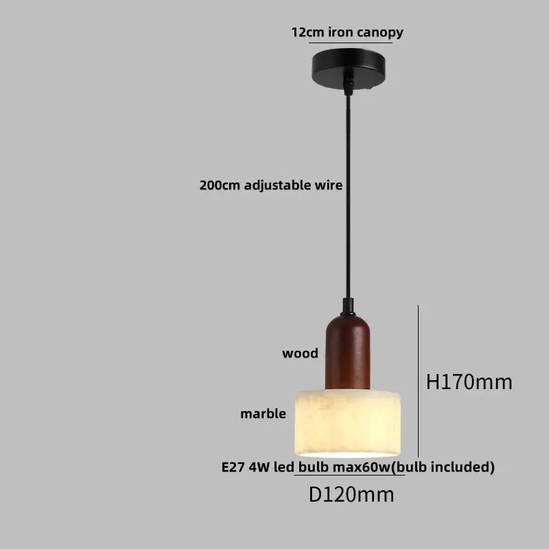 Modern beige marble led pendant lights dining room adjustable steel