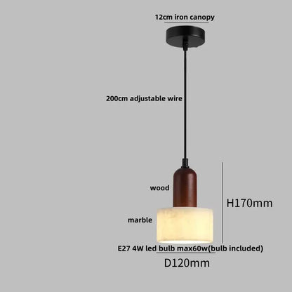 Modern beige marble led pendant lights dining room adjustable steel