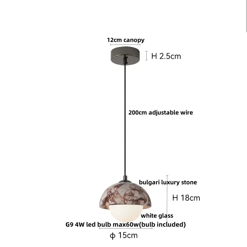 Modern beige marble led pendant lights dining room adjustable steel