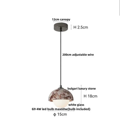 Modern beige marble led pendant lights dining room adjustable steel