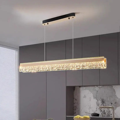 Modern gold rectangular led pendant light for dining room