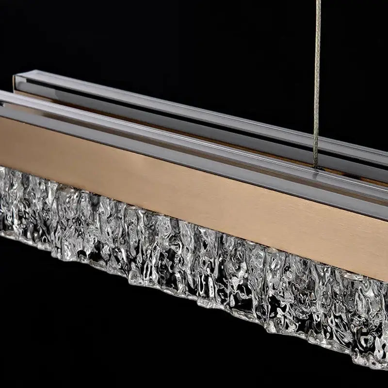 Modern gold rectangular led pendant light for dining room