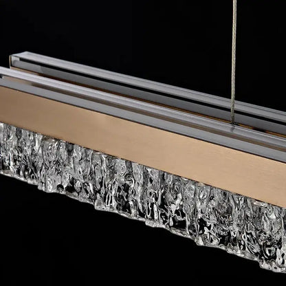 Modern gold rectangular led pendant light for dining room