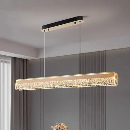 Modern gold rectangular led pendant light for dining room