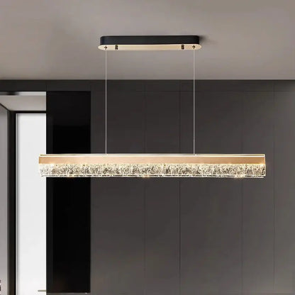 Modern gold rectangular led pendant light for dining room