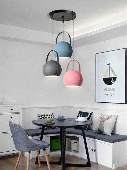 Modern blue gray & pink led pendant lights dining room multi color