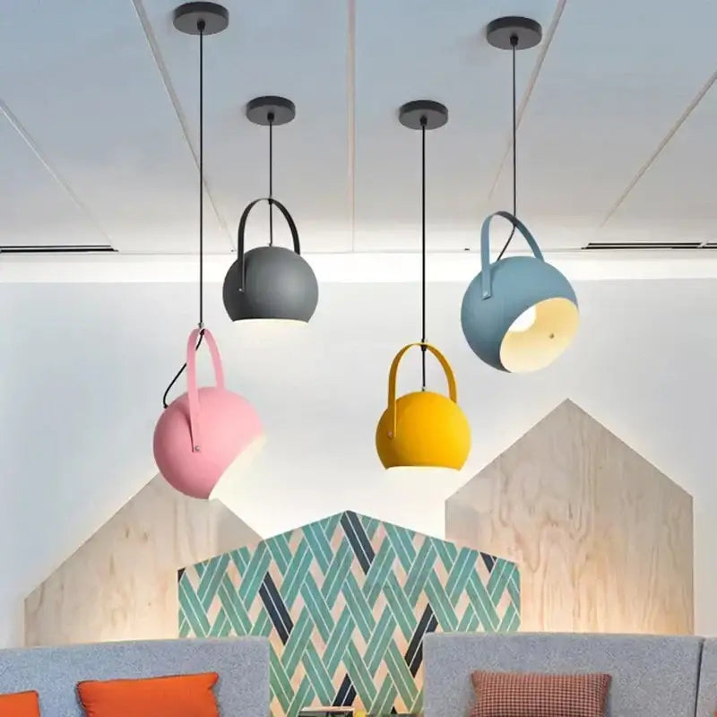 Modern blue gray & pink led pendant lights dining room multi color