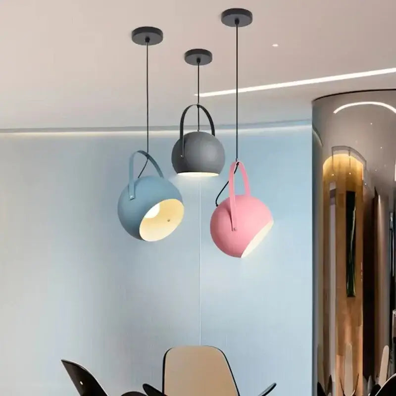 Modern blue gray & pink led pendant lights dining room multi color