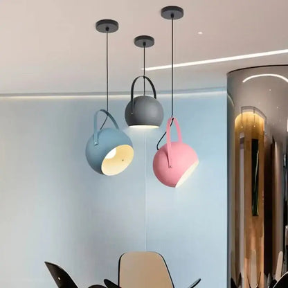 Modern blue gray & pink led pendant lights dining room multi color