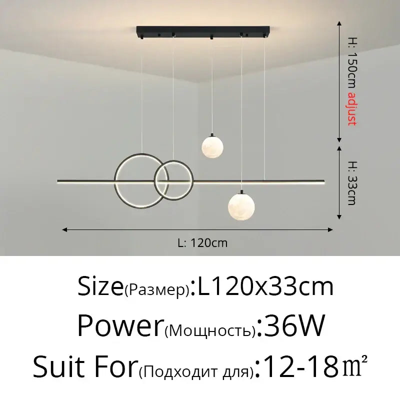 Modern black and white led pendant lights dining room chandelier