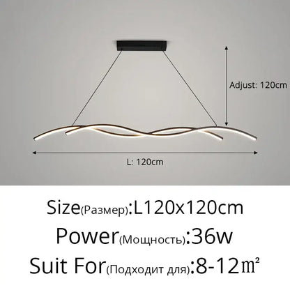 Modern wavy black & white led pendant lights for dining room