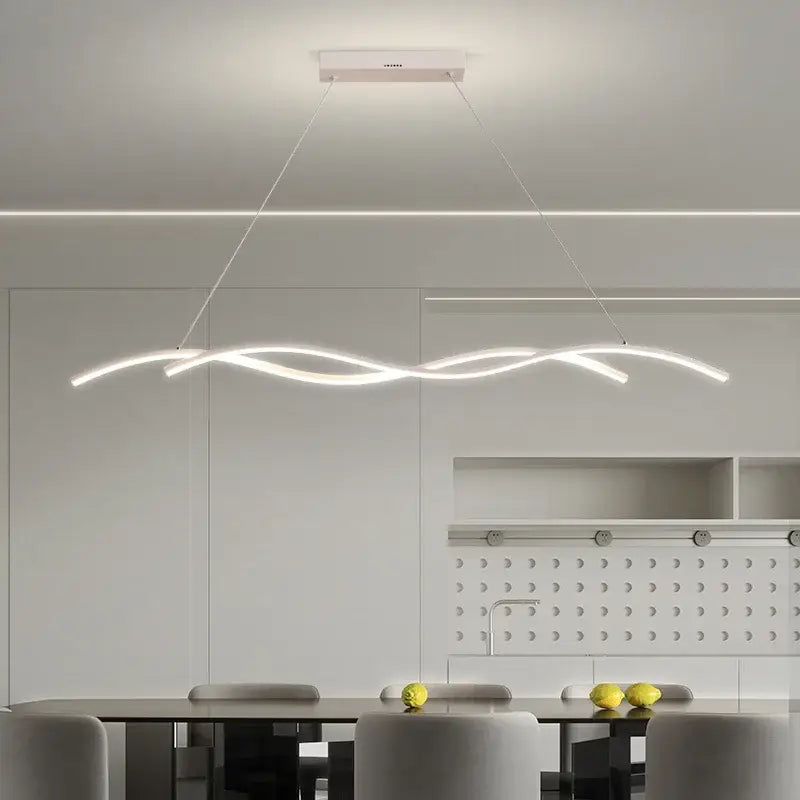 Modern wavy black & white led pendant lights for dining room