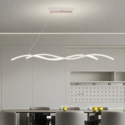 Modern wavy black & white led pendant lights for dining room