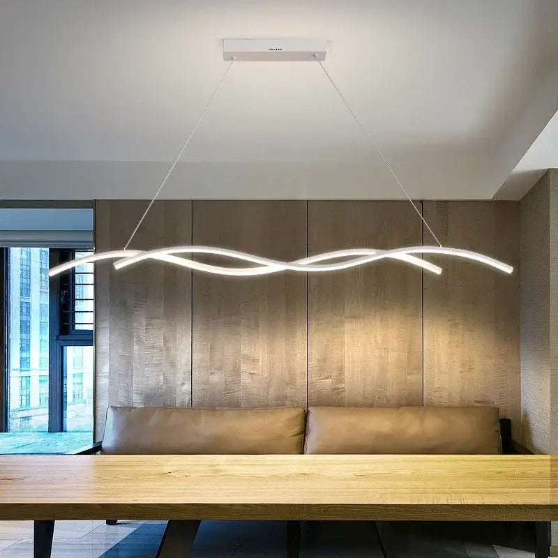 Modern wavy black & white led pendant lights for dining room
